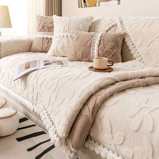 Branch Jacquard Elegant Decorative Plush Non-Slip Sofföverdrag