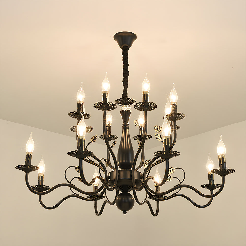 Flemish Style Farmhouse Chandelier | Rustic Iron | Vintage Pendant Fixture | 6/12/16 Lights | Brick by Brick