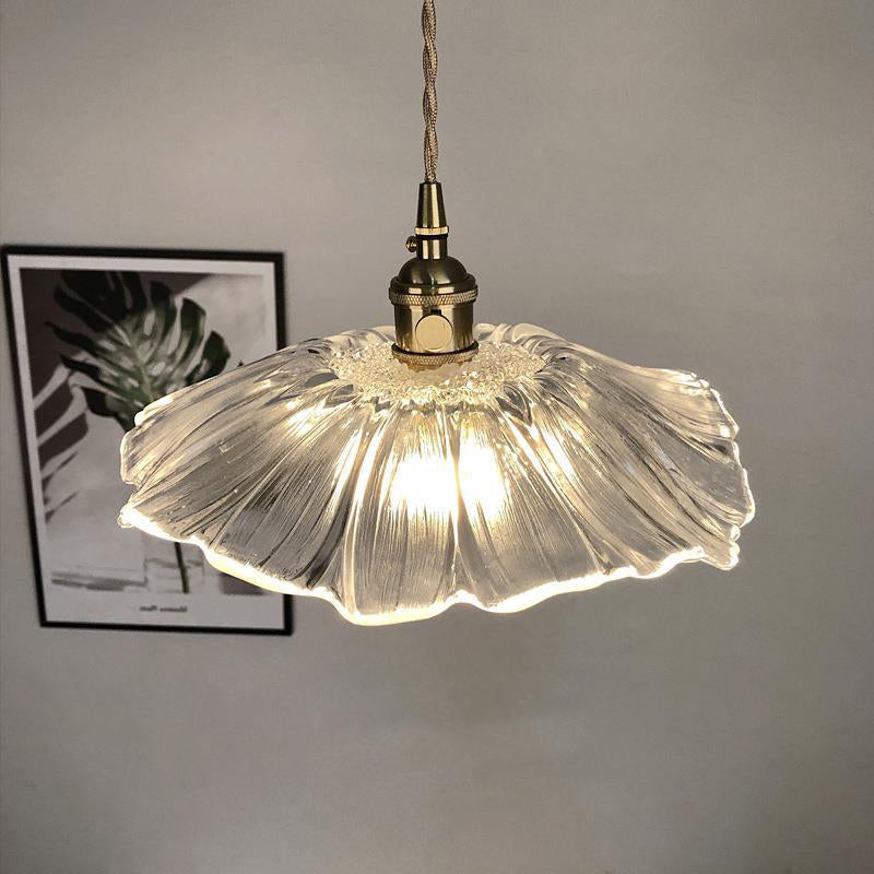 Vintage Floral Glass Pendant Light Fixture for Dining Room - Elegant Retro Design to Illuminate Your Space