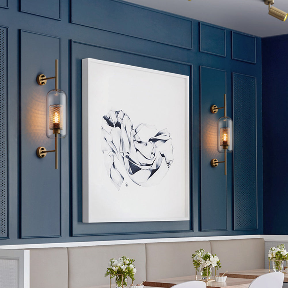 Oneal Industriell LED Vägglampa - Silver/Guld - Inomhus - Metall/Glas