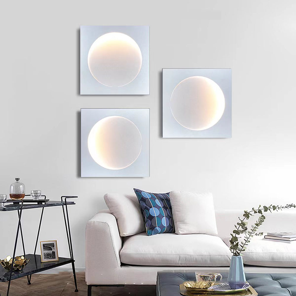 Elif - Modern LED Vägglampa Fyrkant Måne Inomhus, Vit, Metall