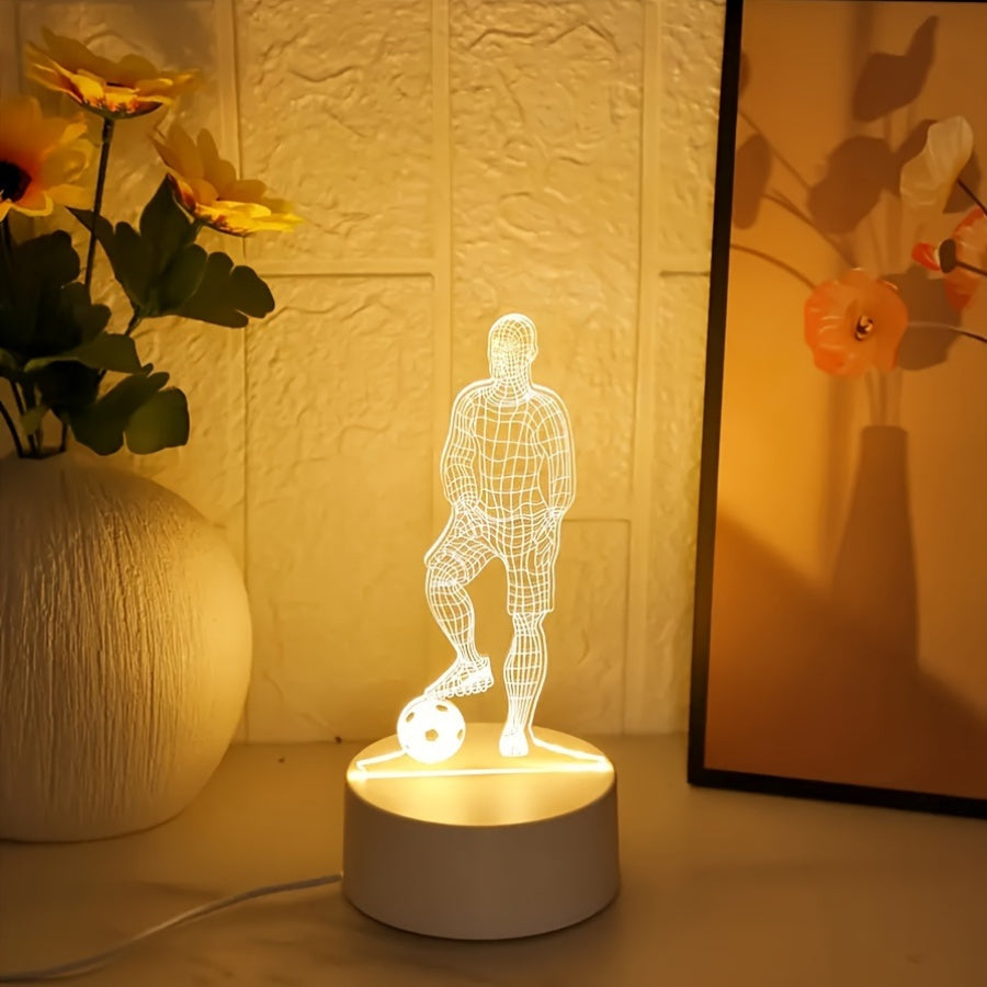 SportGlow - 3D Fotbollsspelare Illusion LED Bordslampa med Akrylskydd
