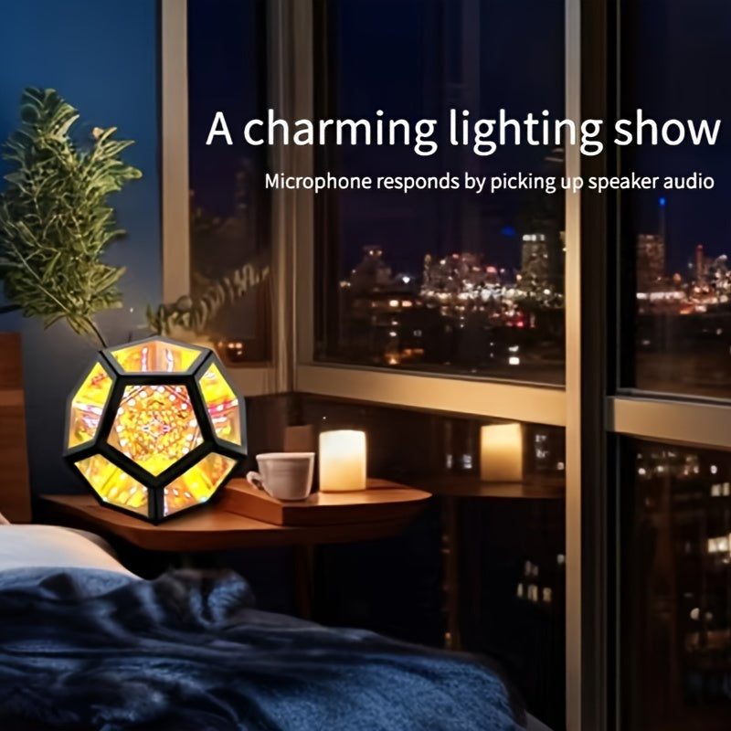 InfinityGlow - Magisk Färgglad Dodekaederlampa med 3D Oändlig Spegel och RGB Belysning