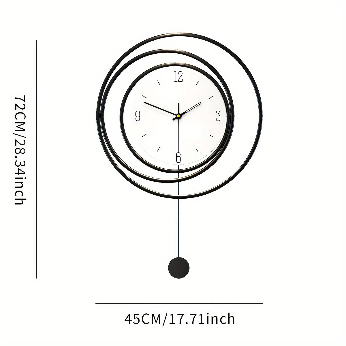 Modern Minimalistisk Metallväggklocka - 72 cm Hög och 45 cm Bred