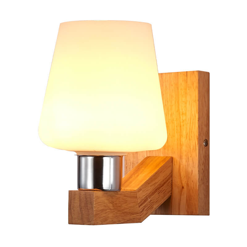 Nordisk Minimalistisk Vägglampa med Glas och Trä