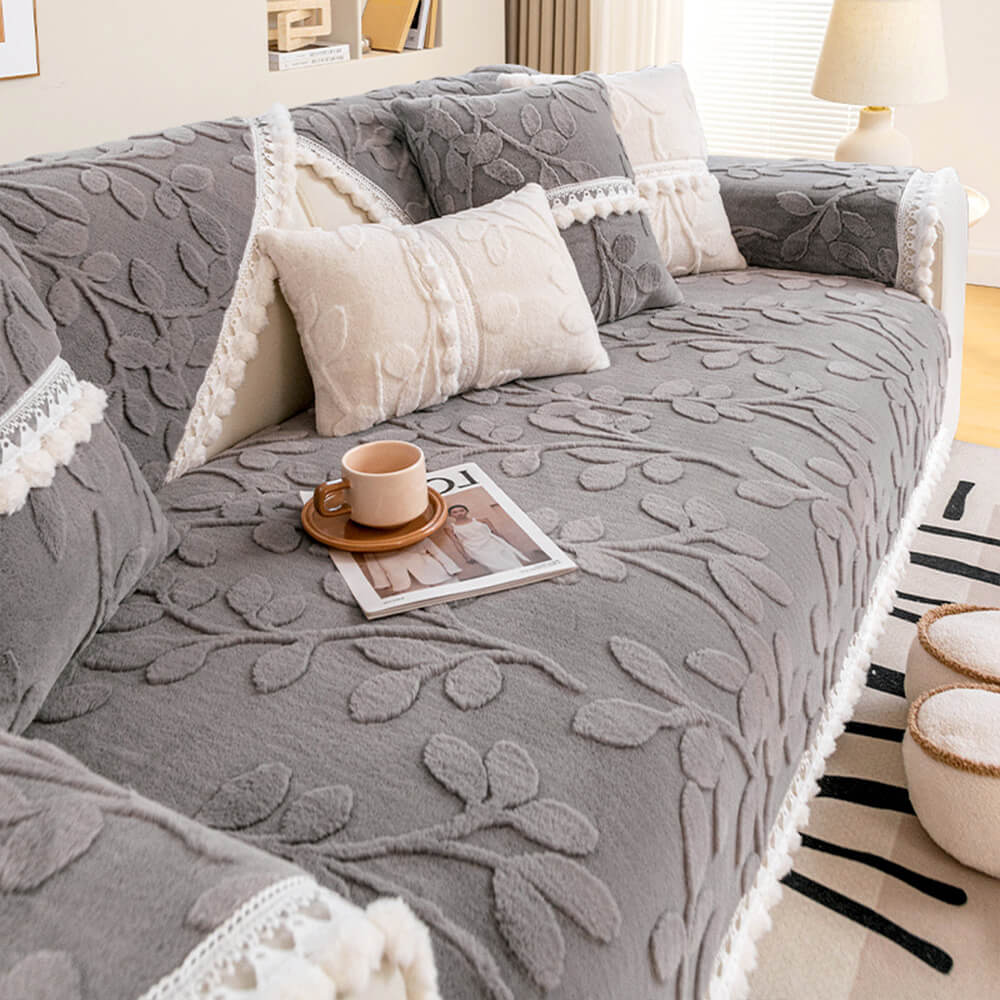 Branch Jacquard Elegant Decorative Plush Non-Slip Sofföverdrag