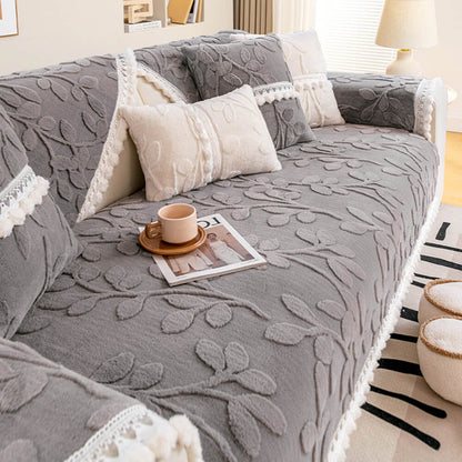 Branch Jacquard Elegant Decorative Plush Non-Slip Sofföverdrag