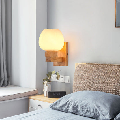 Nordisk Minimalistisk Vägglampa med Glas och Trä