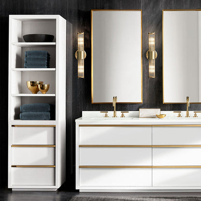 Modern Guld Vägglampa | LED Glas Vanity | Armatur Hårddragen | 10,63&quot; eller 18,90&quot; | Brick by Brick