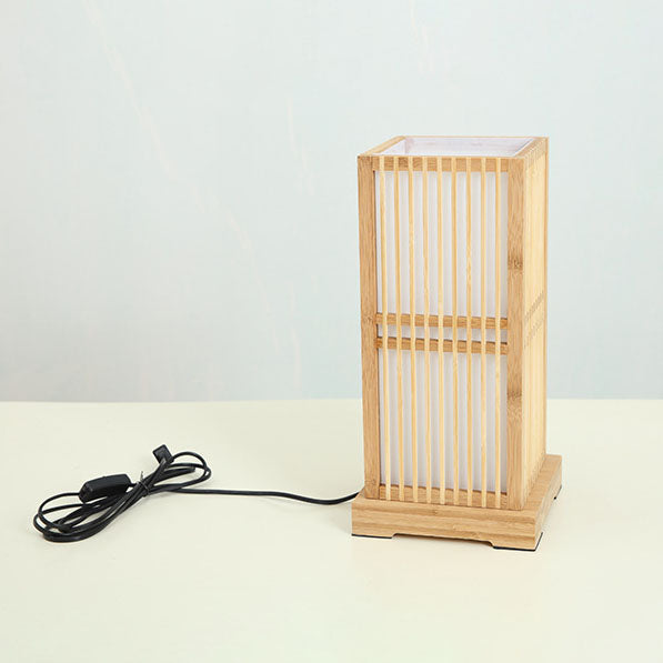 Japansk minimalistisk trä fyrkantig pelarbordslampa