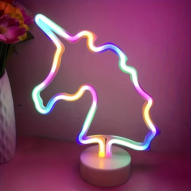 UnicornGlow - Neon Enhörning USB Skrivbordslampa för Fest & Dekoration