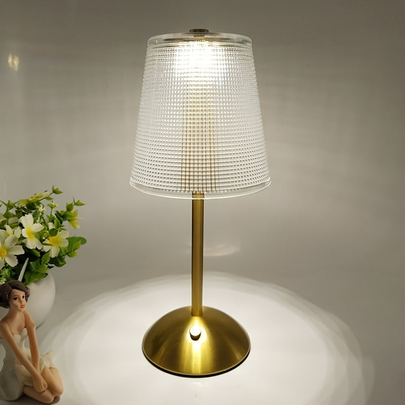 CrystalLux - Trefärgad LED Bordslampa med Lyxig Kristalldesign och Beröringsknapp