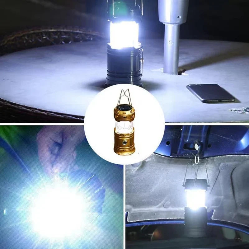 Solarlampa för camping med USB-laddning – Bärbar LED-lampa för utomhusaktiviteter och nödsituationer