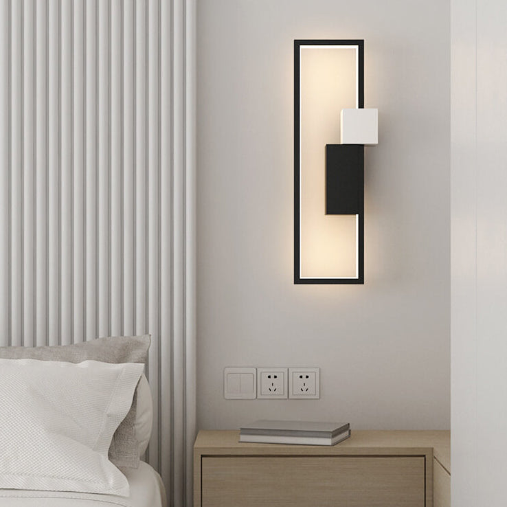 Minimalistisk fyrkantig LED-vägglampa med ram av järn och silikon