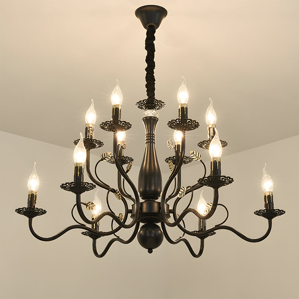 Flemish Style Farmhouse Chandelier | Rustic Iron | Vintage Pendant Fixture | 6/12/16 Lights | Brick by Brick