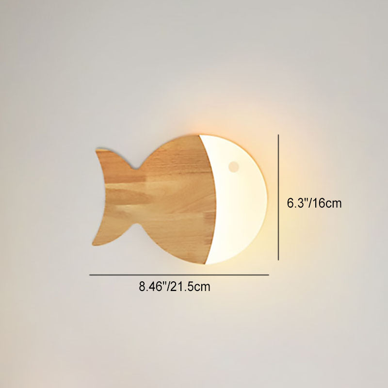 Nordisk Kreativ Enkel Trä Konst Liten Fisk LED Lampa