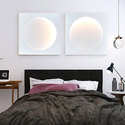Elif - Modern LED Vägglampa Fyrkant Måne Inomhus, Vit, Metall