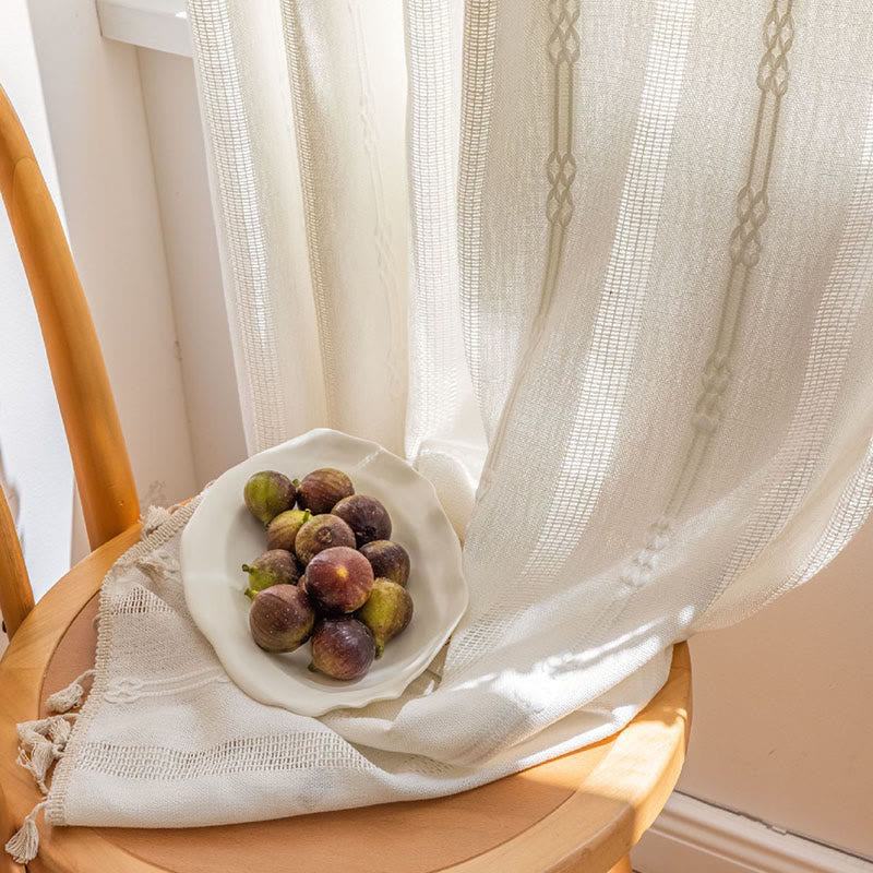 Randig Semi-Svart utelämning Gardin Hålig Tassel Draperier