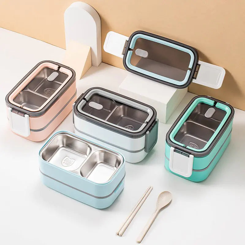 2-lagers rostfri stål Bento-lunchbox med lock