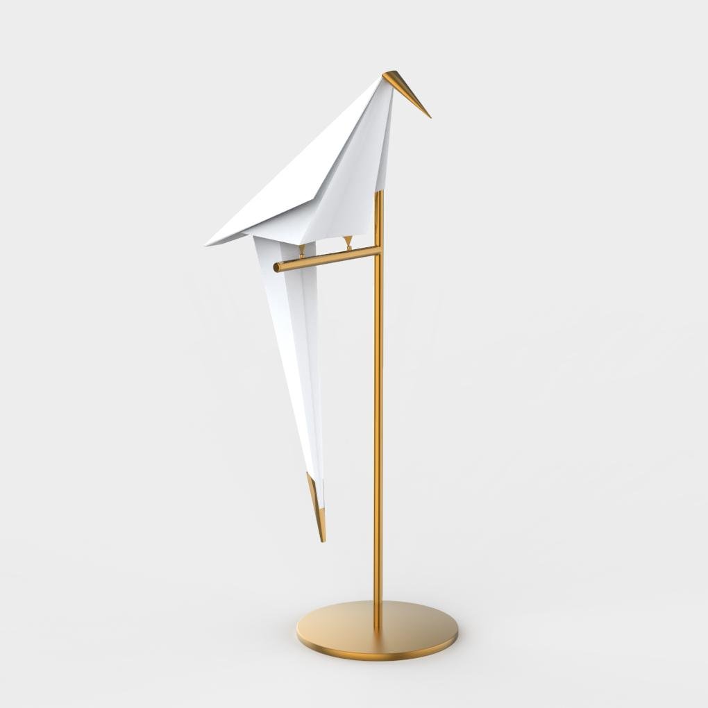 OrigamiGlow – Gyllene Origami Bordslampa i Kråkfågel Design med LED Belysning