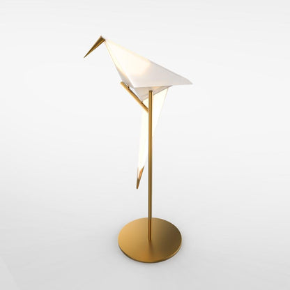 OrigamiGlow – Gyllene Origami Bordslampa i Kråkfågel Design med LED Belysning
