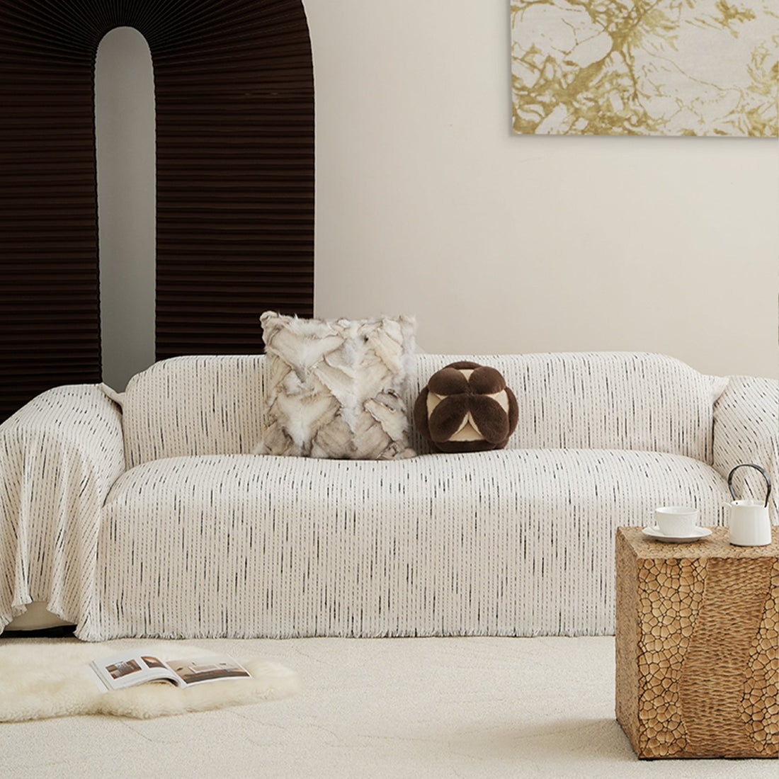 Jacquard Chenille Sofföverdrag - Modernt, Stiligt &amp; Hållbart Soffskydd