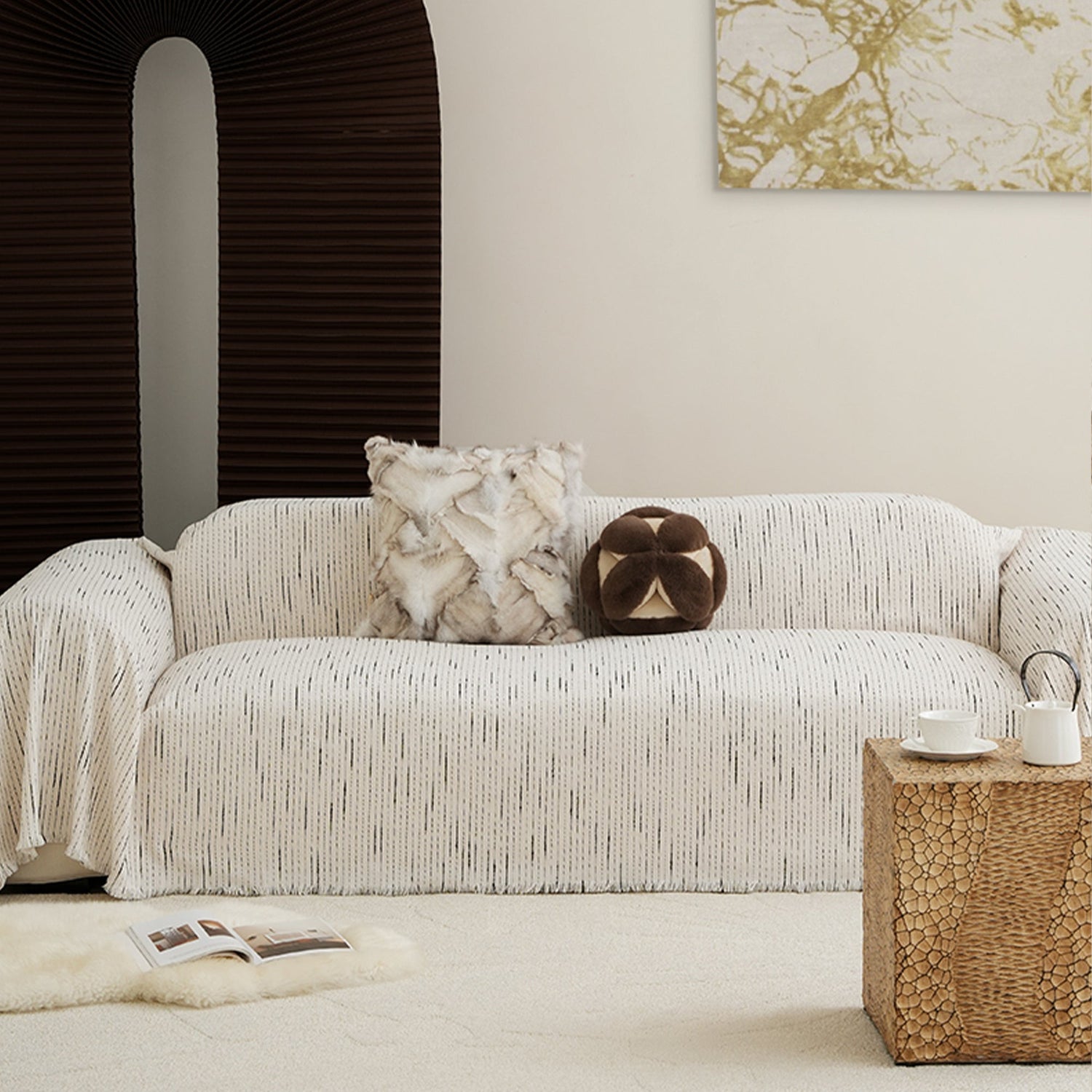 Jacquard Chenille Sofföverdrag - Modernt, Stiligt &amp; Hållbart Soffskydd