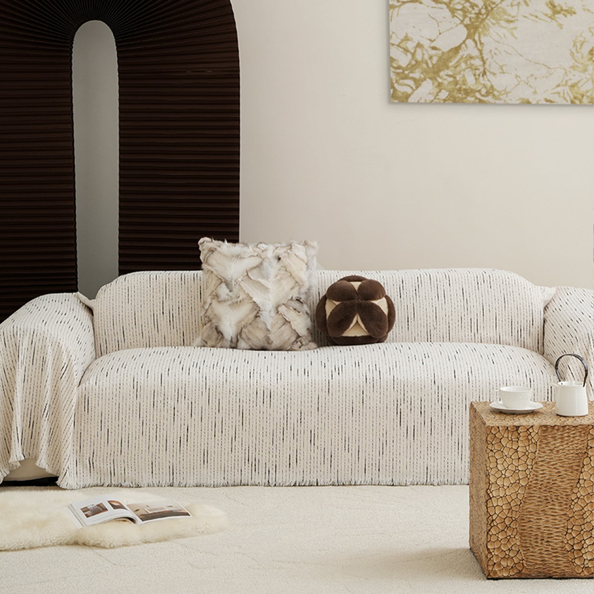 Jacquard Chenille Sofföverdrag - Modernt, Stiligt &amp; Hållbart Soffskydd