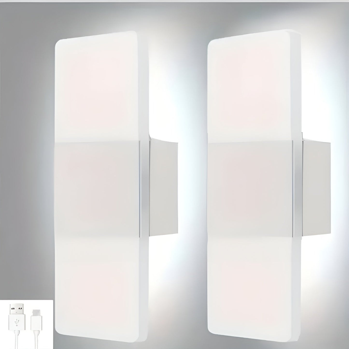 LED-nattlampor med rörelsesensor 2-pack - USB-laddning | Magnetisk montering för sovrum, hall och trappa