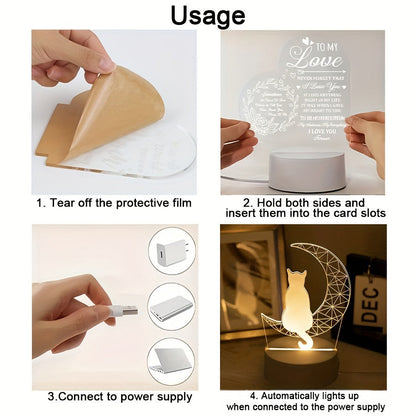 MaanLamp - 3D Katt USB Skrivbordslampa