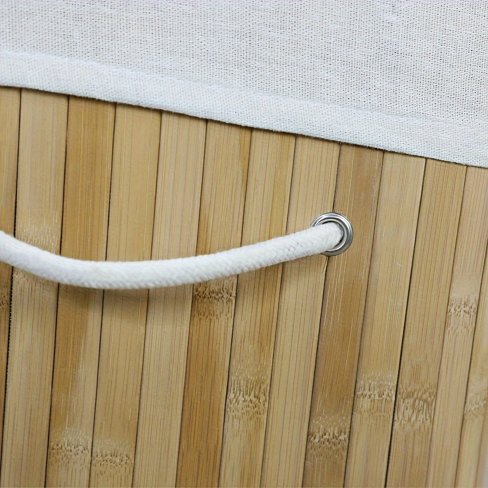 Bamboo Tvättkorg med Lock och Handtag – Naturligt Platsbesparande Förvaring