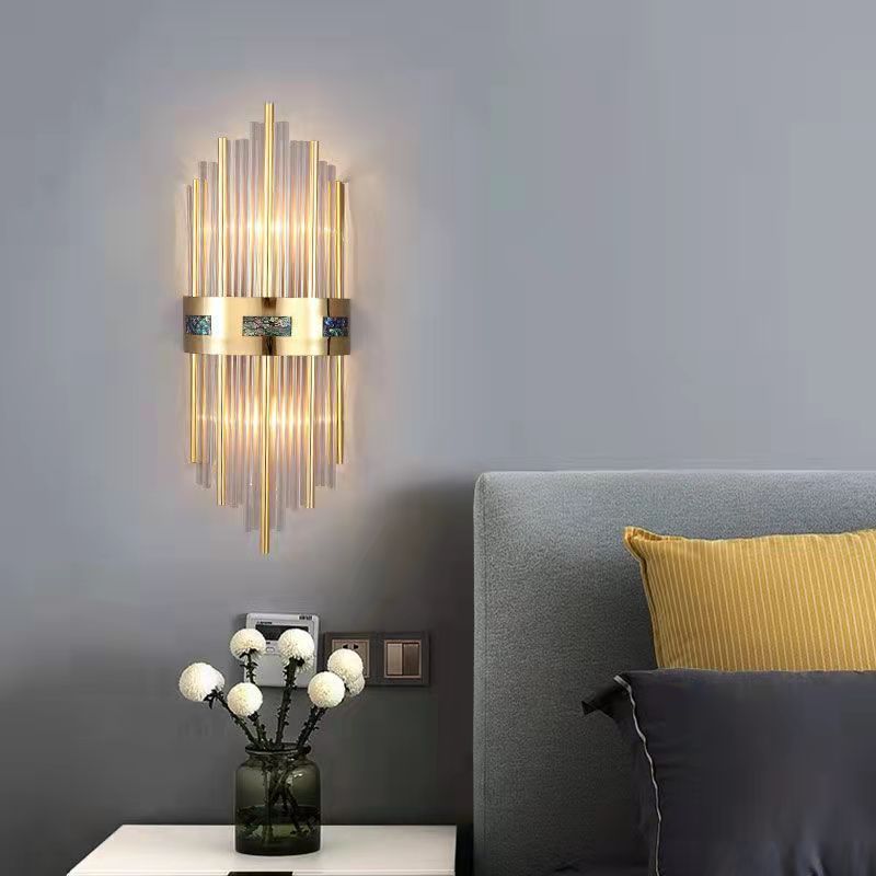 Kristall LED Vägglampa Guld, Vardagsrum/Sovrum, Metall/Akryl
