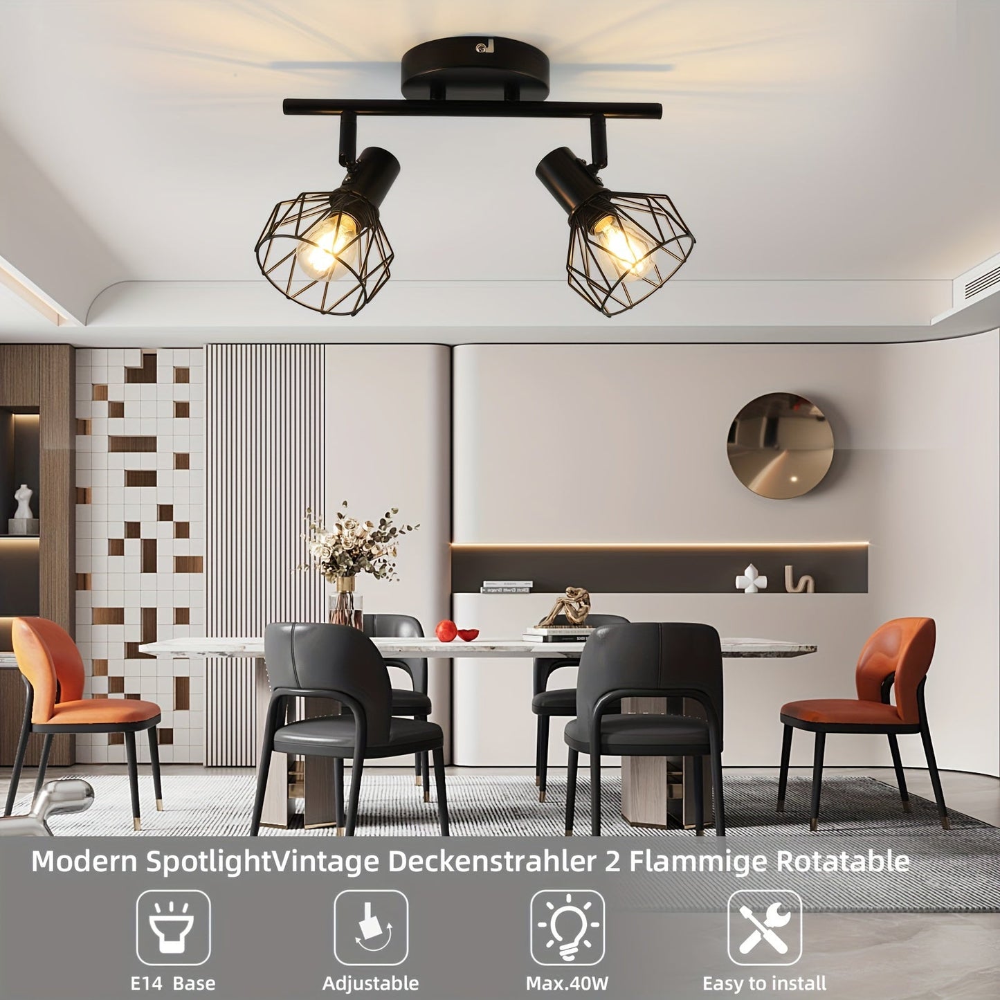 SpotFlex - Svängbar LED Takspot med 2 Bollar E14 Svart