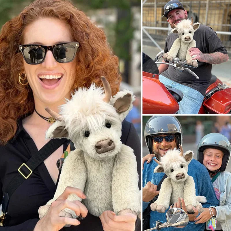 Highland Cow Ornament med Blomkrans