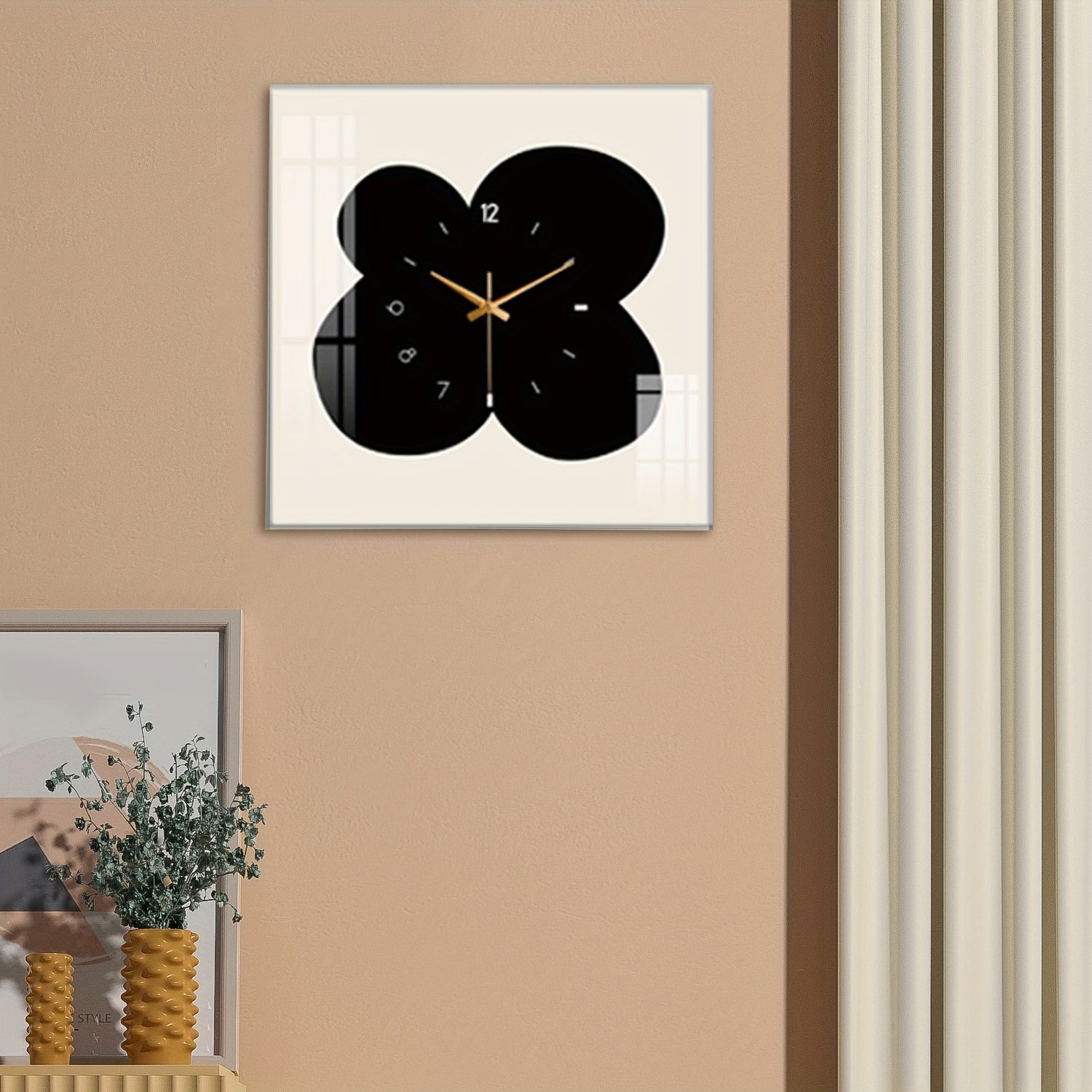 FloralTime - Tyst Fyrkantig Väggklocka med Blommönster
