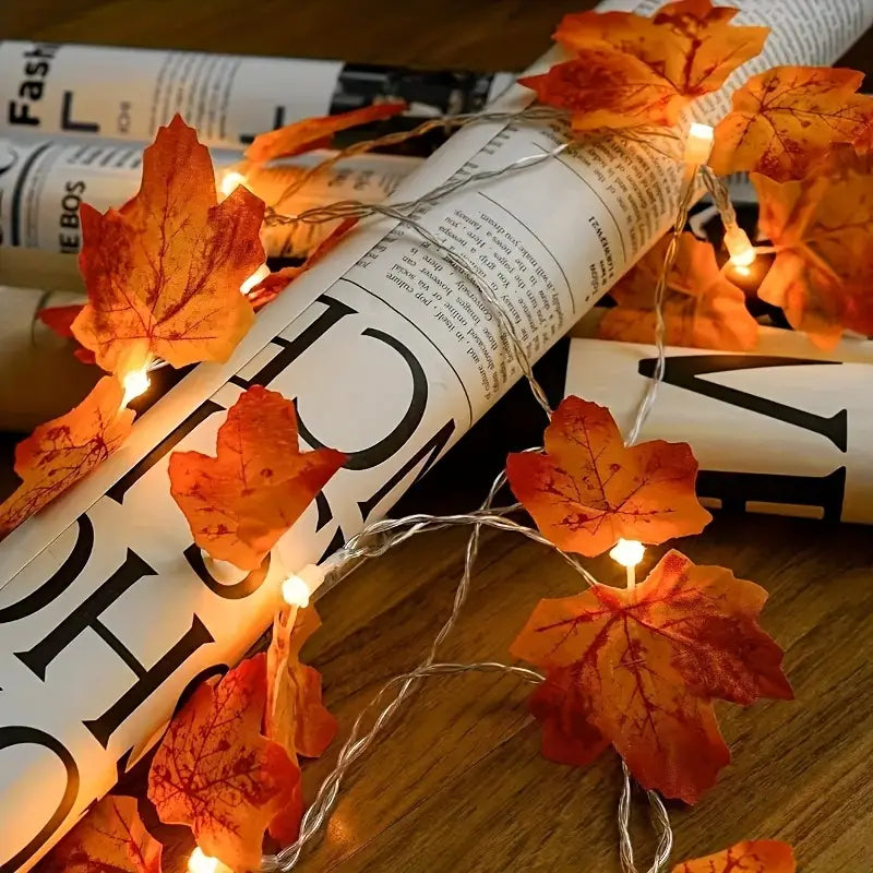 Halloween Lönnblad Ljussträng – Varmvitt LED Höstdekoration för Vardagsrum &amp; Fester