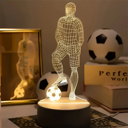 SportGlow - 3D Fotbollsspelare Illusion LED Bordslampa med Akrylskydd