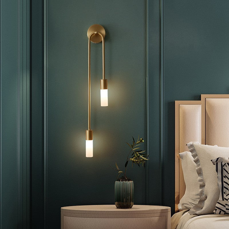 Meza Modern LED Vägglampa, 2-Ljus, Pinne, Guld, Vardagsrum