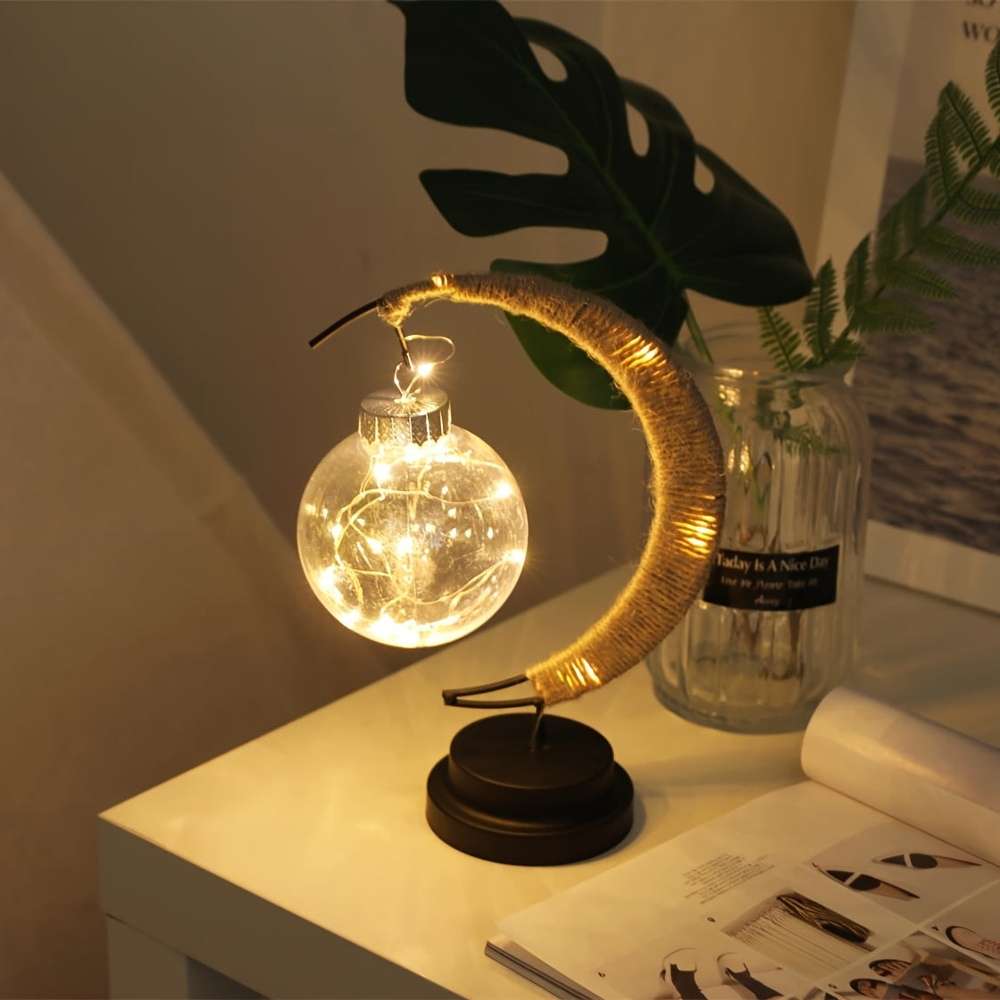 LunarGlow - Smidesjärn Månlampa Med LED-boll