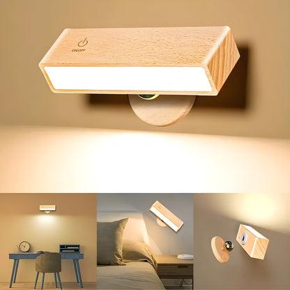 Klein Justerbar Vägglampa – Trä &amp; Magnet | Flexibel och Stilfull