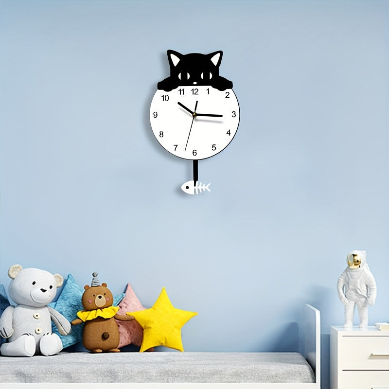Purrfect Time Stilig Svängande Katt Väggeklocka Modern Design
