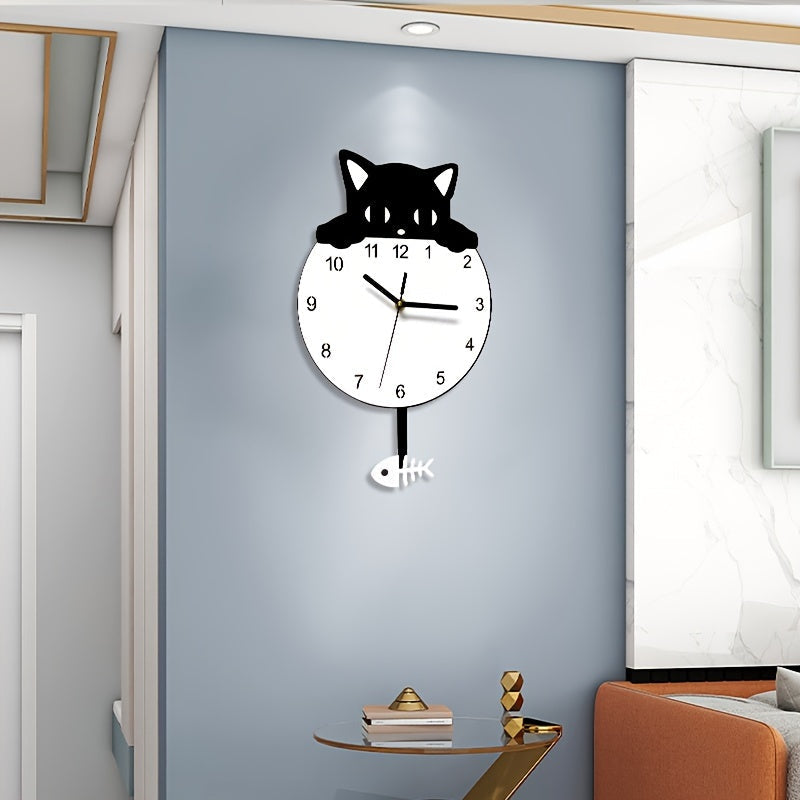 Purrfect Time Stilig Svängande Katt Väggeklocka Modern Design