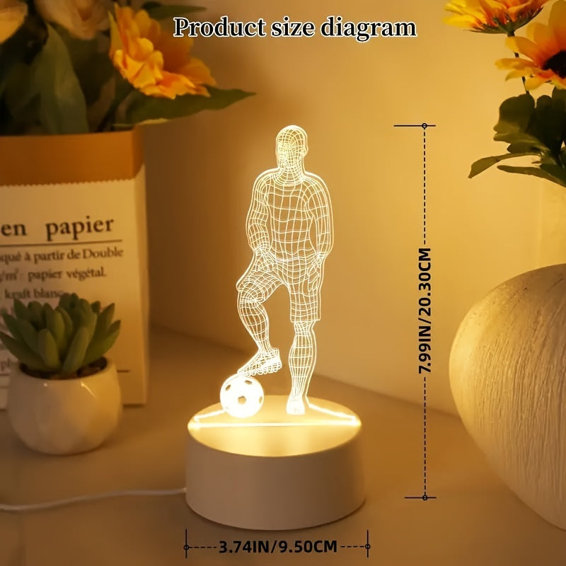 SportGlow - 3D Fotbollsspelare Illusion LED Bordslampa med Akrylskydd