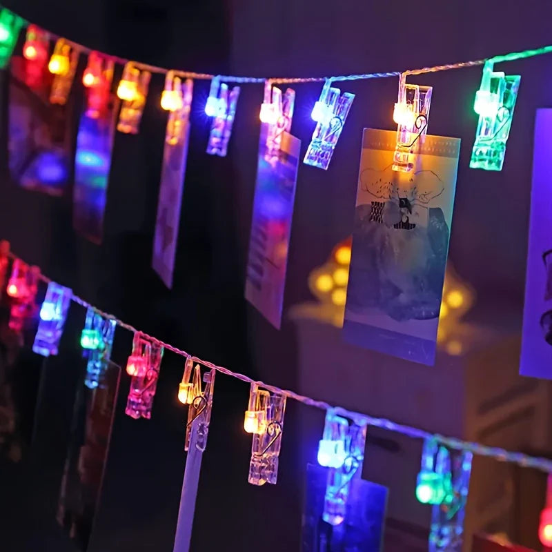 LED Fotoklipp Ljussträng med Batteridrift – Färgskiftande ljus för dekoration och fotopresentation