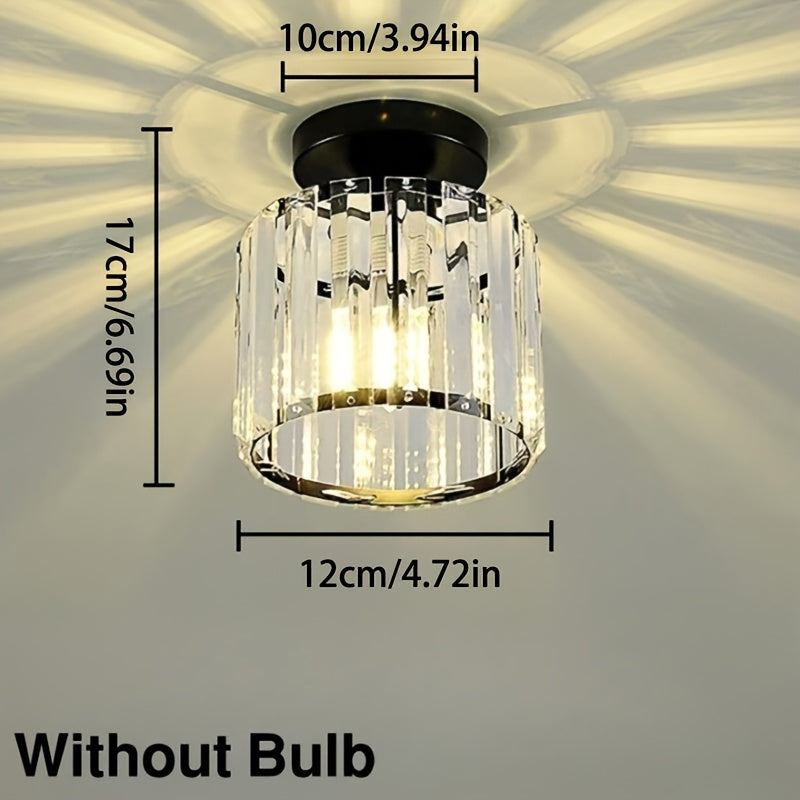 CrystalLuxe - Modern E27 LED Taklampa, Svart Guld med Kristallglas