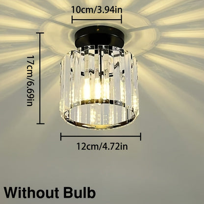CrystalLuxe - Modern E27 LED Taklampa, Svart Guld med Kristallglas