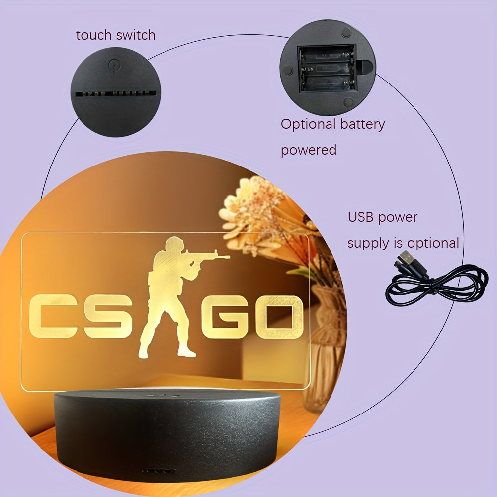 LumiAnime - 3D Akryl Gaming LED Bordslampa, Touch Kontrollerad, USB-Driven