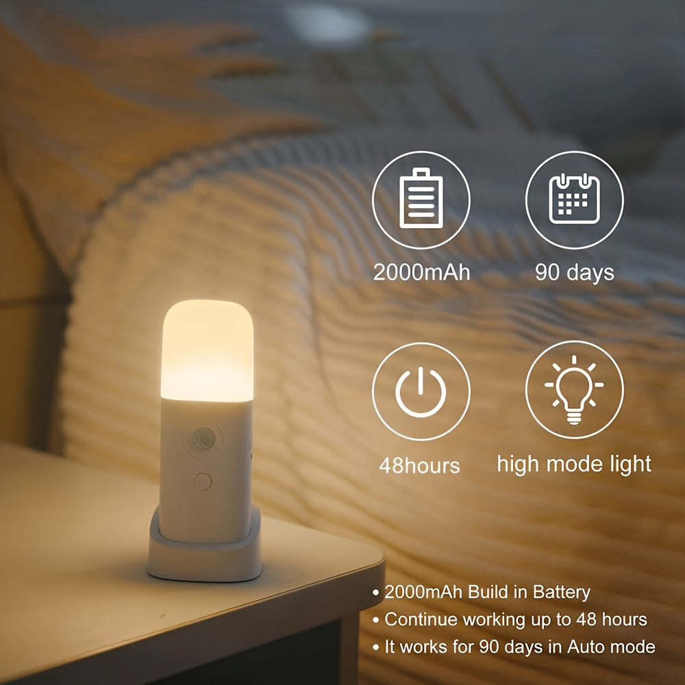 LED Nattlampa med Rörelsesensor – USB-Uppladdningsbar och Justerbar Ljusstyrka för Sovrum och Korridorer
