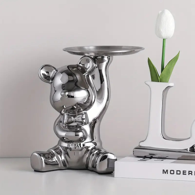 Carvallo – Lyxig Dekorativ Skulpturhållare med Glänsande Keramisk Yta