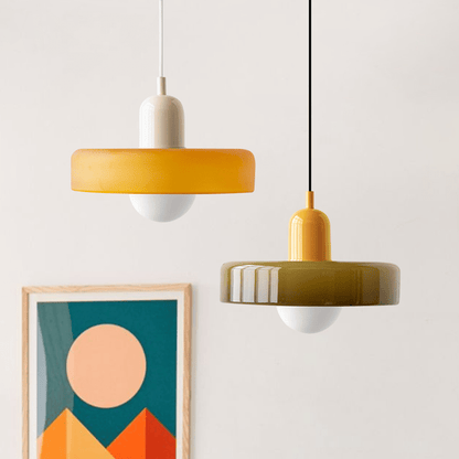 Lunari Halo | Pendellampa i färgat glas i Bauhaus-stil